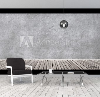 Picture of Raum mit Holzboden und Sichtbetonwand 